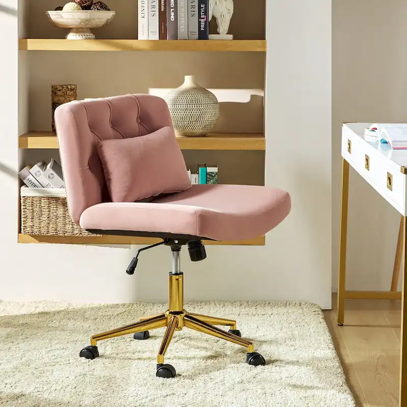 Fauteuil de bureau pivotant et inclinable Ollie Modern Flannel avec oreiller par HULALA HOME