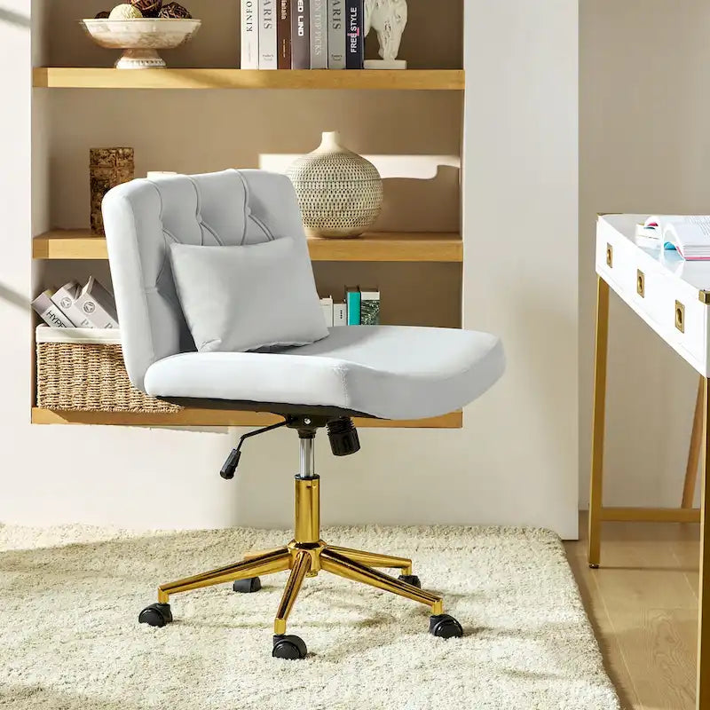 Fauteuil de bureau pivotant et inclinable Ollie Modern Flannel avec oreiller par HULALA HOME