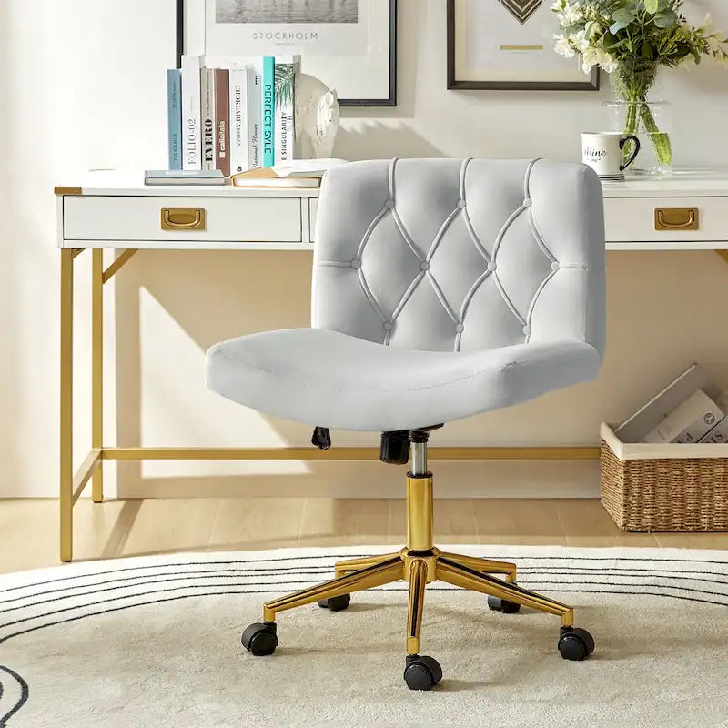 Fauteuil de bureau pivotant et inclinable Ollie Modern Flannel avec oreiller par HULALA HOME