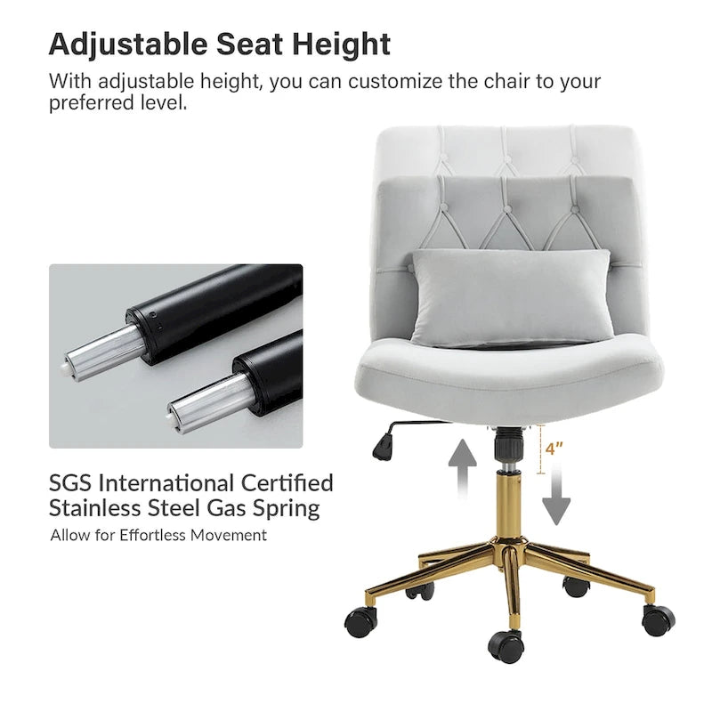 Fauteuil de bureau pivotant et inclinable Ollie Modern Flannel avec oreiller par HULALA HOME