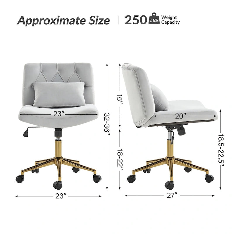 Fauteuil de bureau pivotant et inclinable Ollie Modern Flannel avec oreiller par HULALA HOME