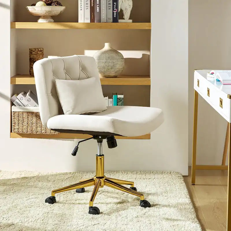 Fauteuil de bureau pivotant et inclinable Ollie Modern Flannel avec oreiller par HULALA HOME