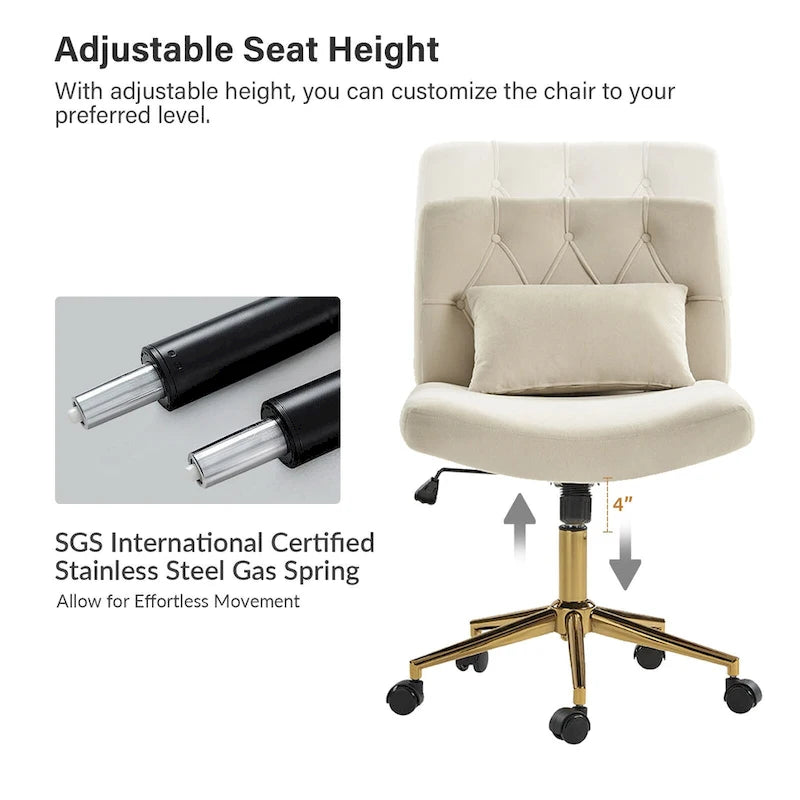 Fauteuil de bureau pivotant et inclinable Ollie Modern Flannel avec oreiller par HULALA HOME