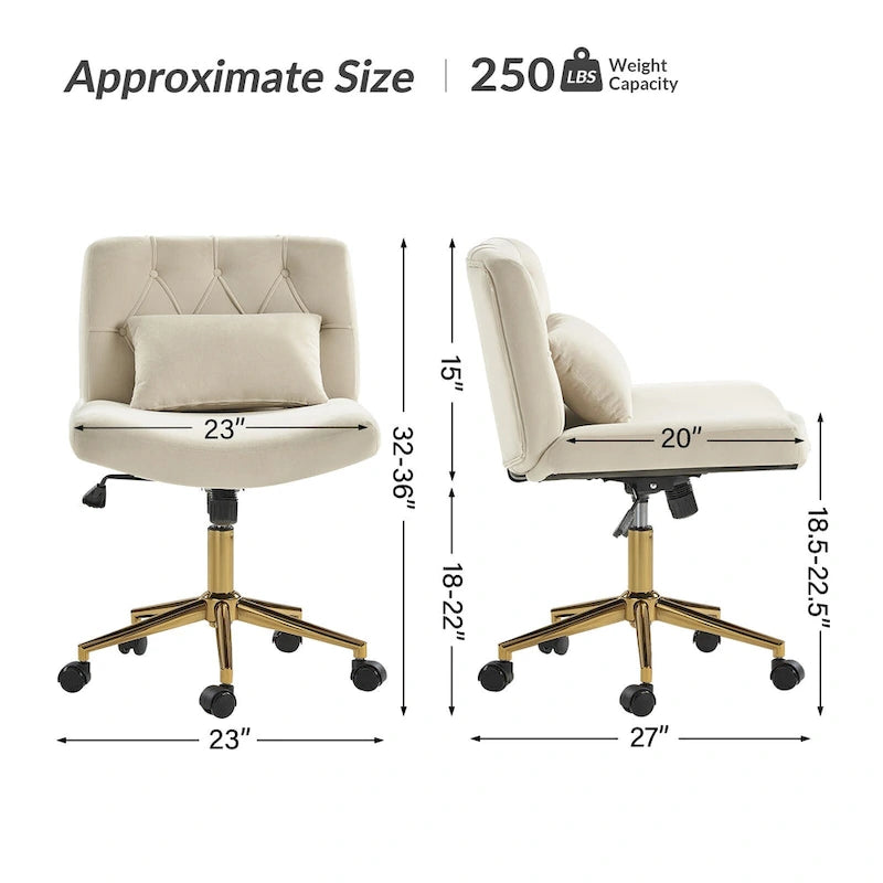 Fauteuil de bureau pivotant et inclinable Ollie Modern Flannel avec oreiller par HULALA HOME