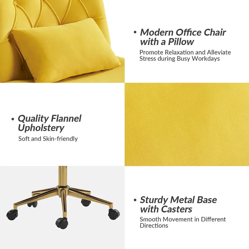 Fauteuil de bureau pivotant et inclinable Ollie Modern Flannel avec oreiller par HULALA HOME
