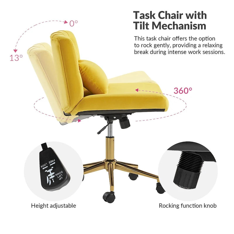 Fauteuil de bureau pivotant et inclinable Ollie Modern Flannel avec oreiller par HULALA HOME