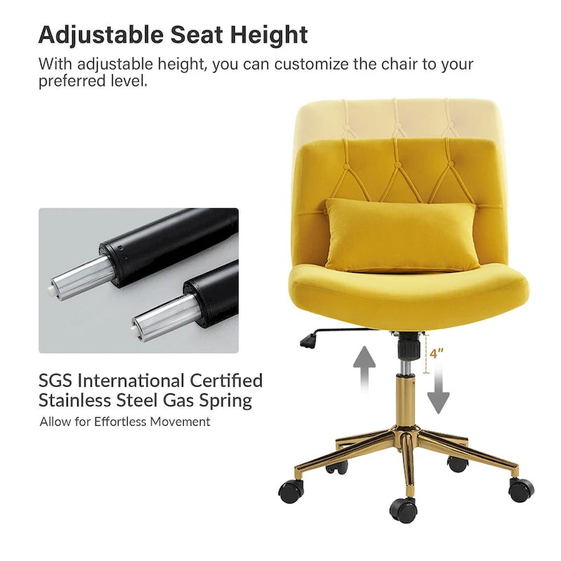 Fauteuil de bureau pivotant et inclinable Ollie Modern Flannel avec oreiller par HULALA HOME