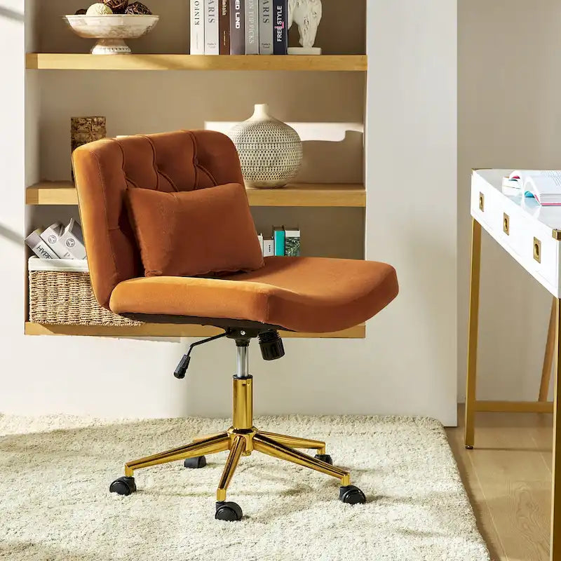 Fauteuil de bureau pivotant et inclinable Ollie Modern Flannel avec oreiller par HULALA HOME