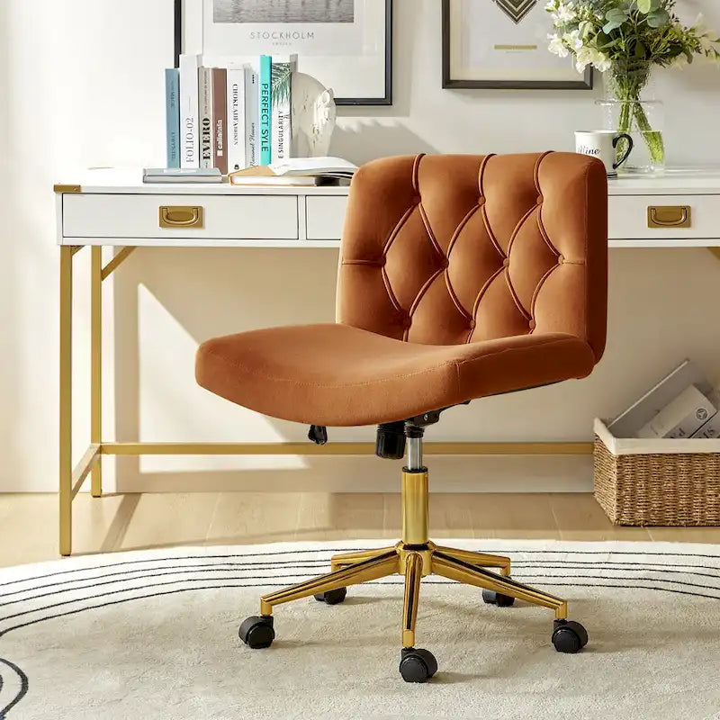 Fauteuil de bureau pivotant et inclinable Ollie Modern Flannel avec oreiller par HULALA HOME