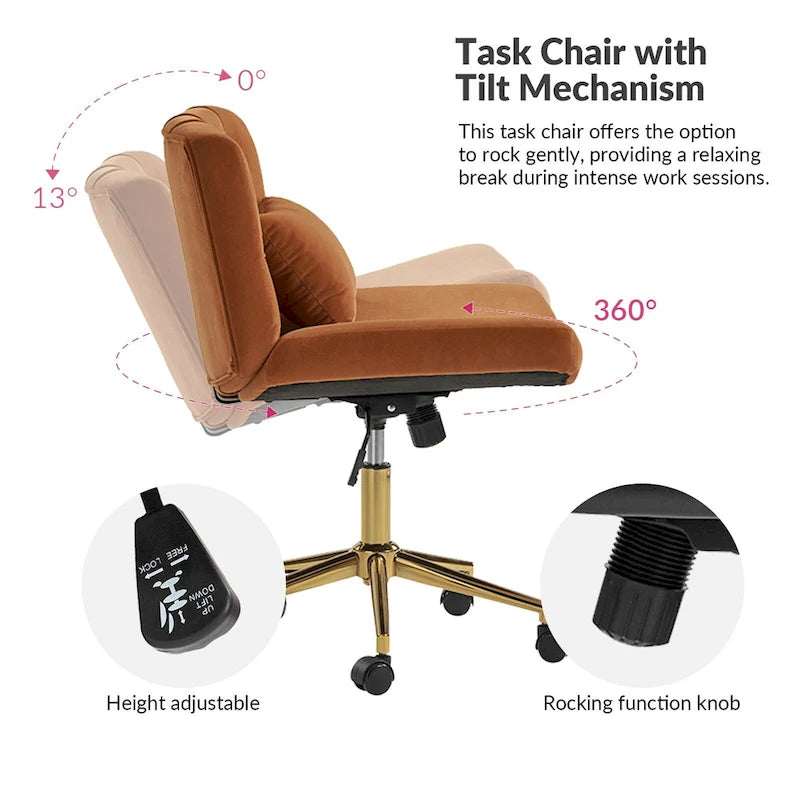 Fauteuil de bureau pivotant et inclinable Ollie Modern Flannel avec oreiller par HULALA HOME