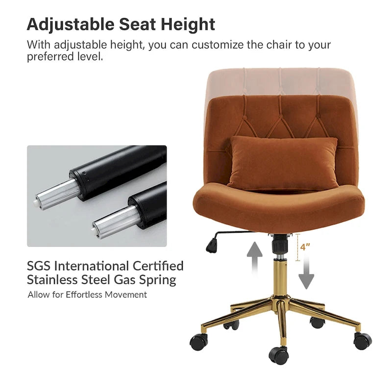 Fauteuil de bureau pivotant et inclinable Ollie Modern Flannel avec oreiller par HULALA HOME