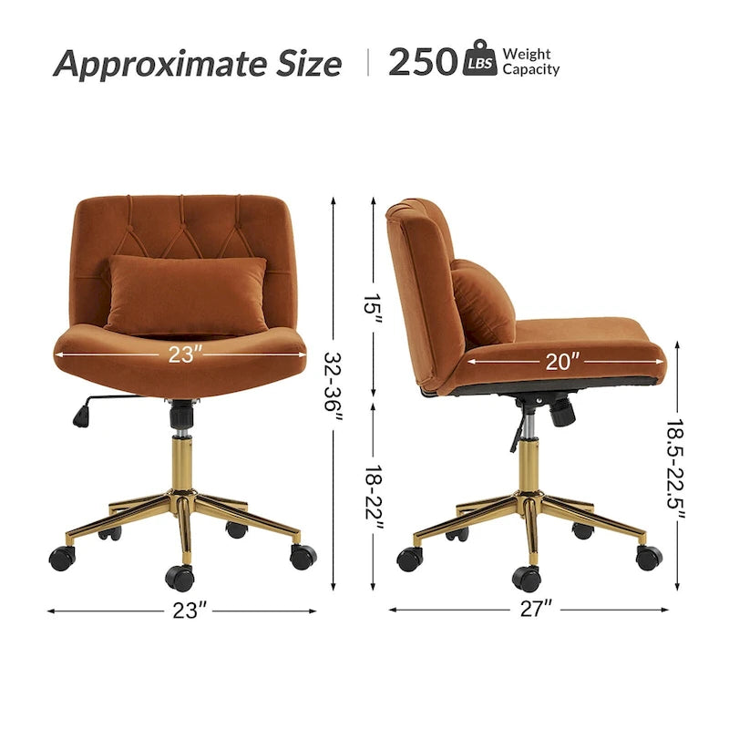 Fauteuil de bureau pivotant et inclinable Ollie Modern Flannel avec oreiller par HULALA HOME
