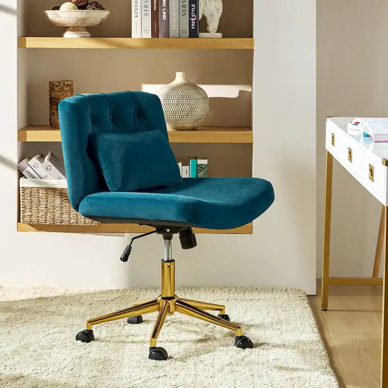 Fauteuil de bureau pivotant et inclinable Ollie Modern Flannel avec oreiller par HULALA HOME