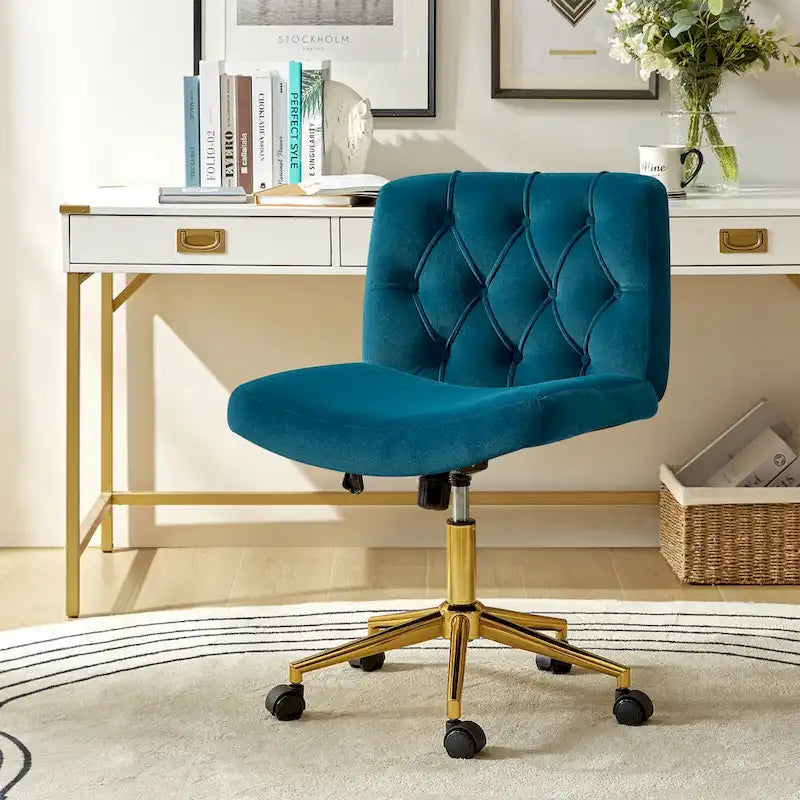 Fauteuil de bureau pivotant et inclinable Ollie Modern Flannel avec oreiller par HULALA HOME