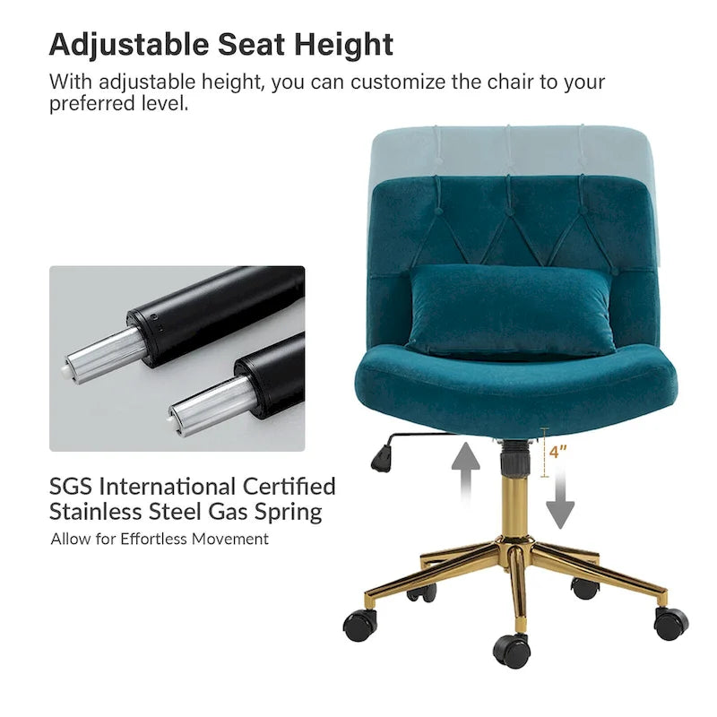 Fauteuil de bureau pivotant et inclinable Ollie Modern Flannel avec oreiller par HULALA HOME