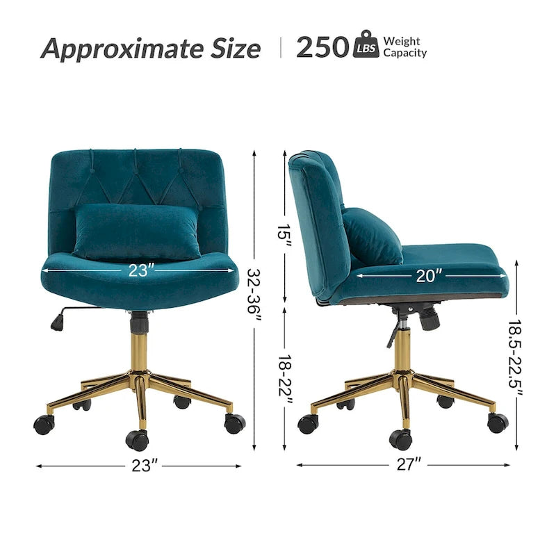 Fauteuil de bureau pivotant et inclinable Ollie Modern Flannel avec oreiller par HULALA HOME