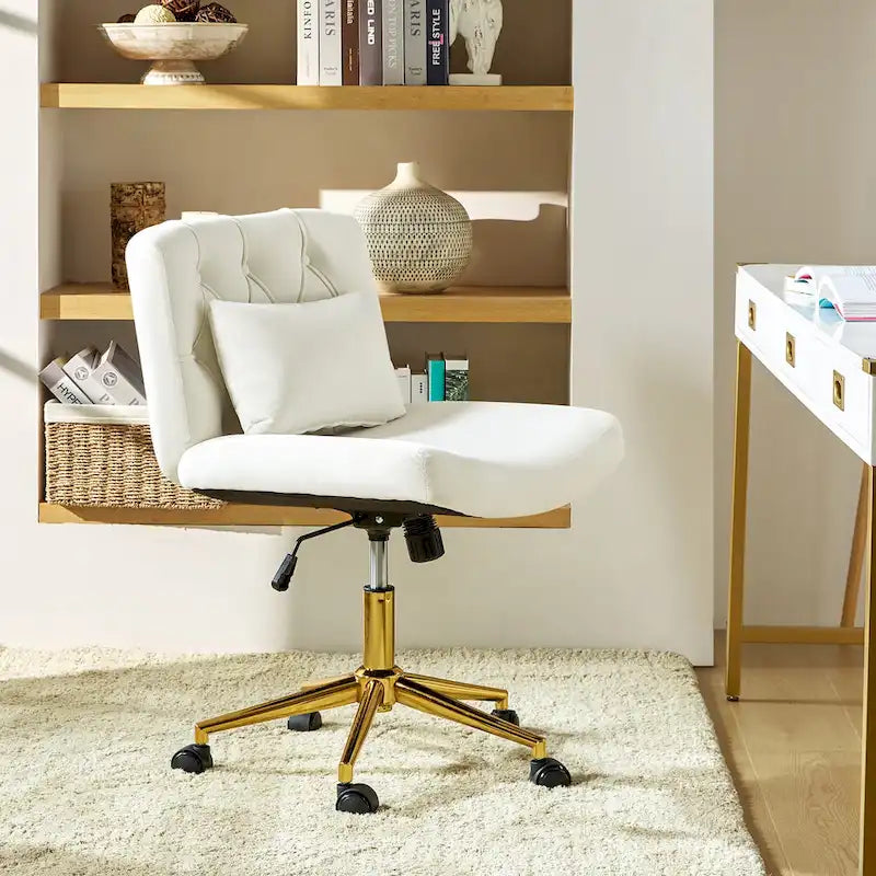Fauteuil de bureau pivotant et inclinable Ollie Modern Flannel avec oreiller par HULALA HOME