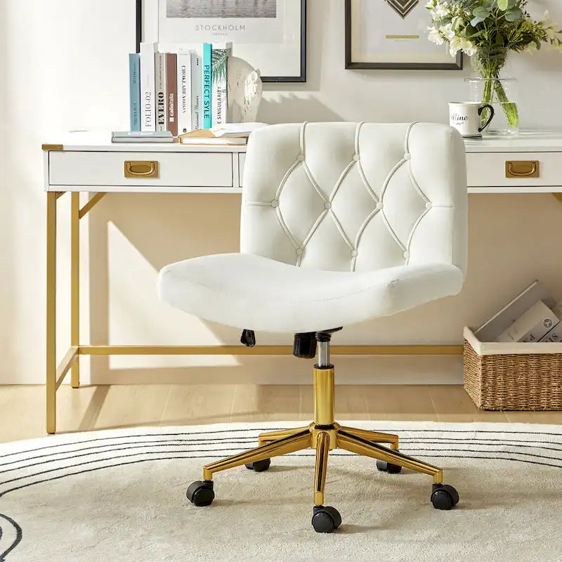 Fauteuil de bureau pivotant et inclinable Ollie Modern Flannel avec oreiller par HULALA HOME