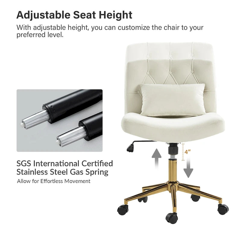 Fauteuil de bureau pivotant et inclinable Ollie Modern Flannel avec oreiller par HULALA HOME