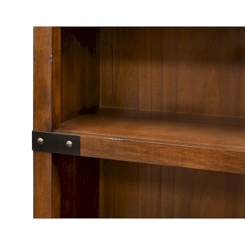 Étagère ouverte rustique Addison, Étagère de bureau, Meuble de rangement, Marron - 34L x 72H x 15P