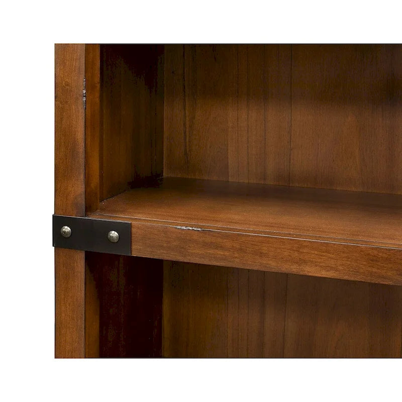 Étagère ouverte rustique Addison, Étagère de bureau, Meuble de rangement, Marron - 34L x 72H x 15P