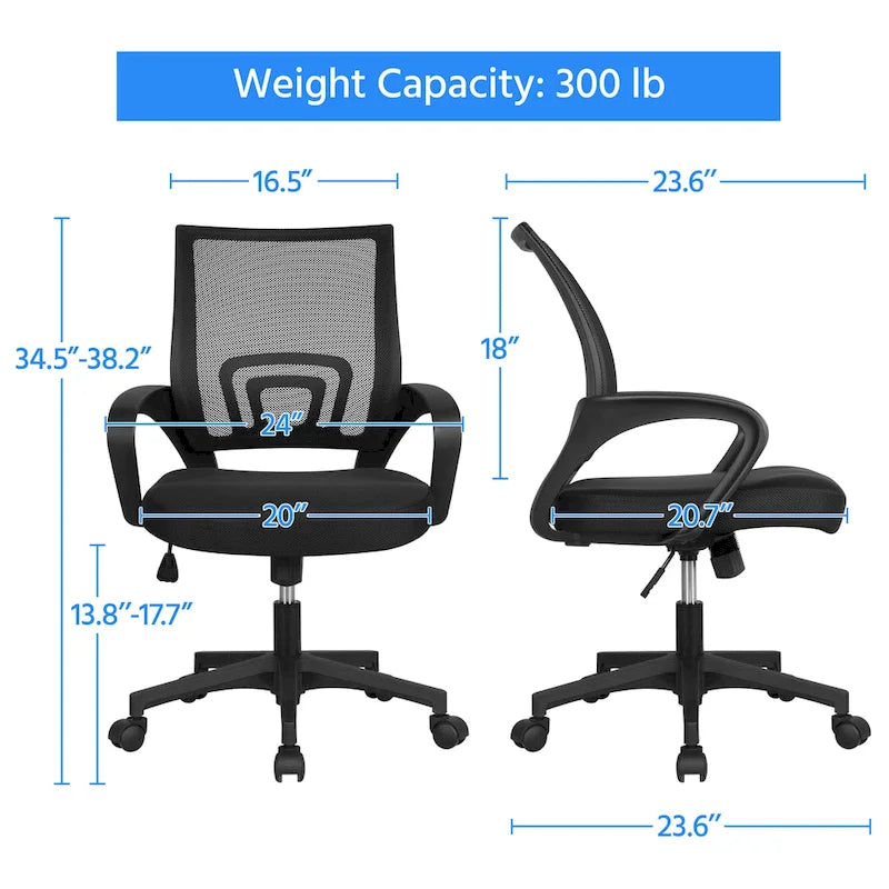 Chaise de bureau ergonomique Yaheetech réglable avec dossier en maille et pivotant