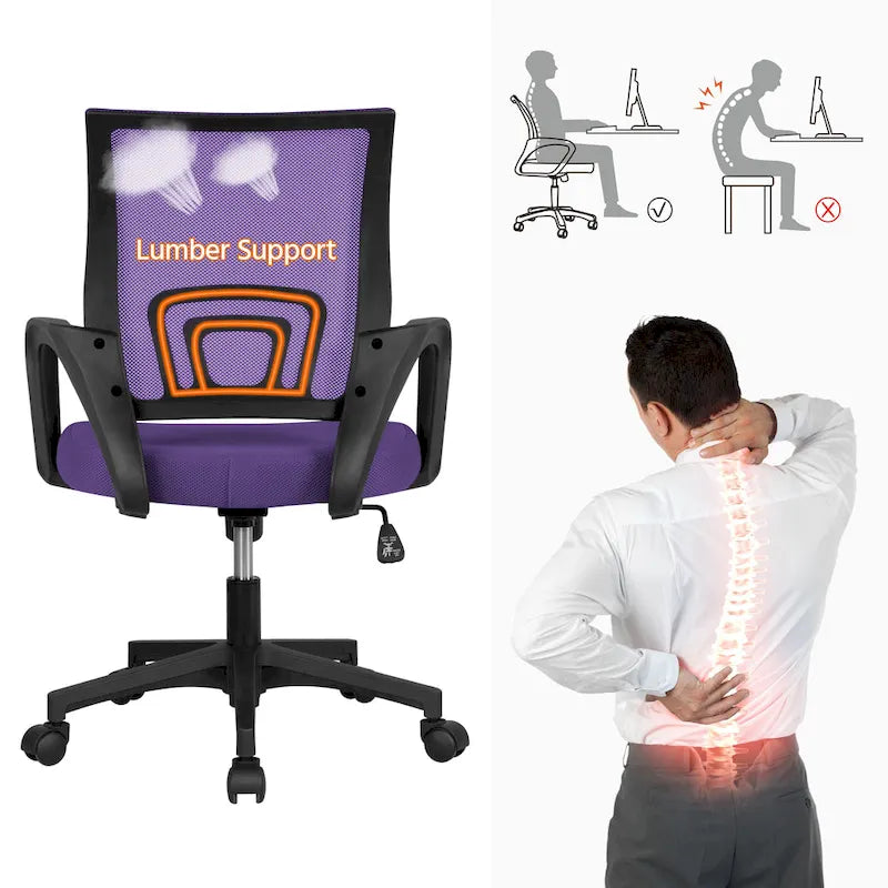 Chaise de bureau ergonomique Yaheetech réglable avec dossier en maille et pivotant