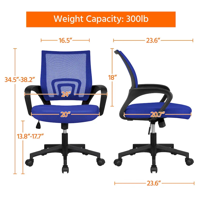 Chaise de bureau ergonomique Yaheetech réglable avec dossier en maille et pivotant