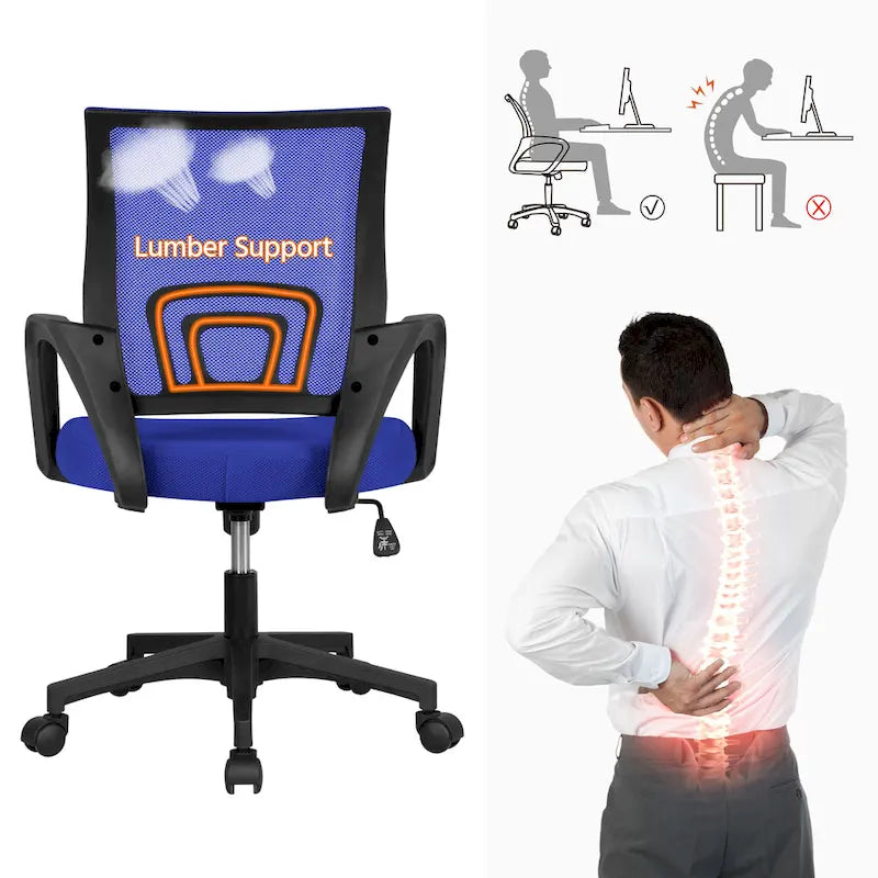 Chaise de bureau ergonomique Yaheetech réglable avec dossier en maille et pivotant