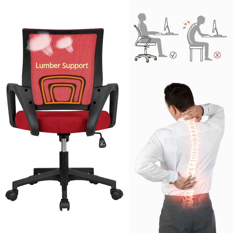 Chaise de bureau ergonomique Yaheetech réglable avec dossier en maille et pivotant