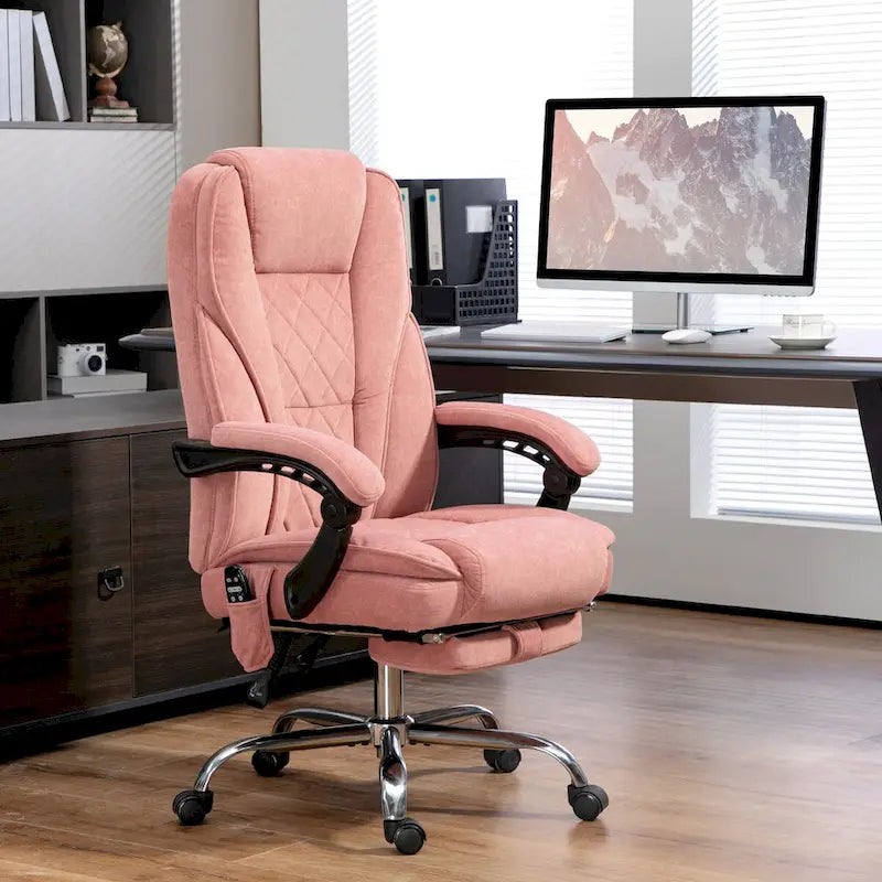 Chaise de bureau de massage Vinsetto avec 6 points de vibration, fauteuil d'ordinateur inclinable chauffant, chaise de bureau pivotante