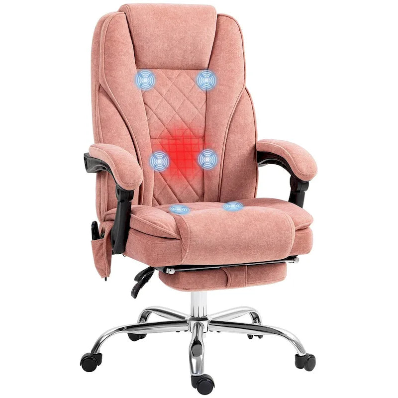 Chaise de bureau de massage Vinsetto avec 6 points de vibration, fauteuil d'ordinateur inclinable chauffant, chaise de bureau pivotante