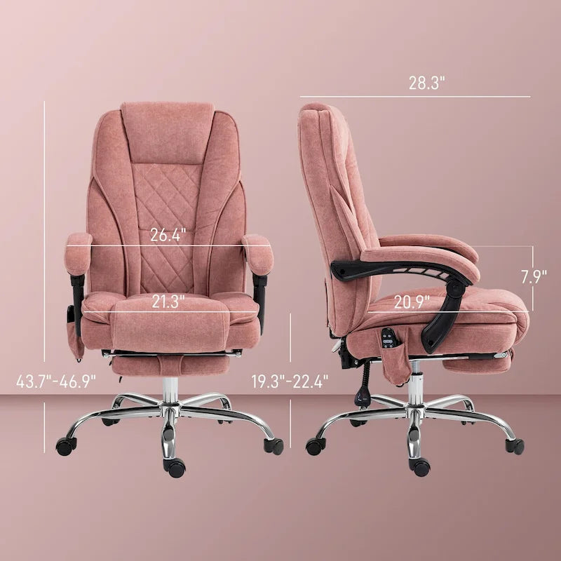 Chaise de bureau de massage Vinsetto avec 6 points de vibration, fauteuil d'ordinateur inclinable chauffant, chaise de bureau pivotante