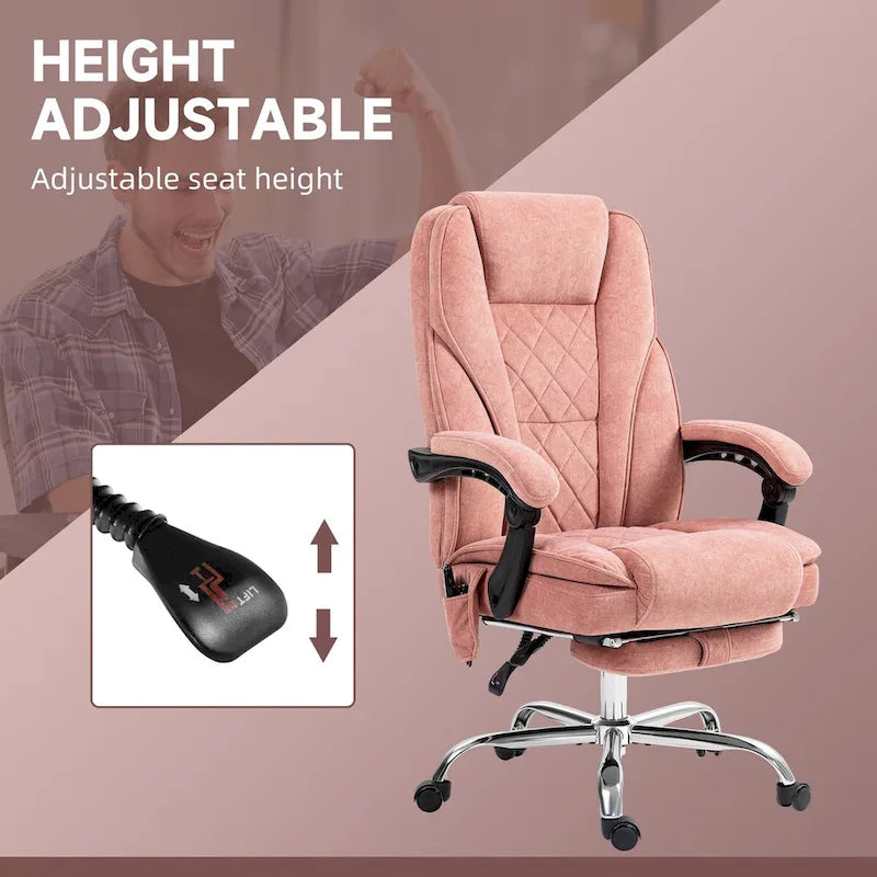 Chaise de bureau de massage Vinsetto avec 6 points de vibration, fauteuil d'ordinateur inclinable chauffant, chaise de bureau pivotante