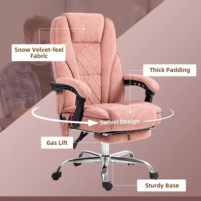 Chaise de bureau de massage Vinsetto avec 6 points de vibration, fauteuil d'ordinateur inclinable chauffant, chaise de bureau pivotante