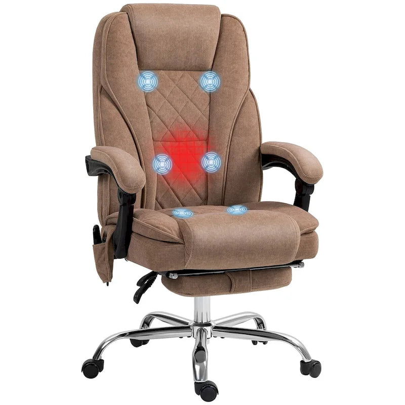Chaise de bureau de massage Vinsetto avec 6 points de vibration, fauteuil d'ordinateur inclinable chauffant, chaise de bureau pivotante