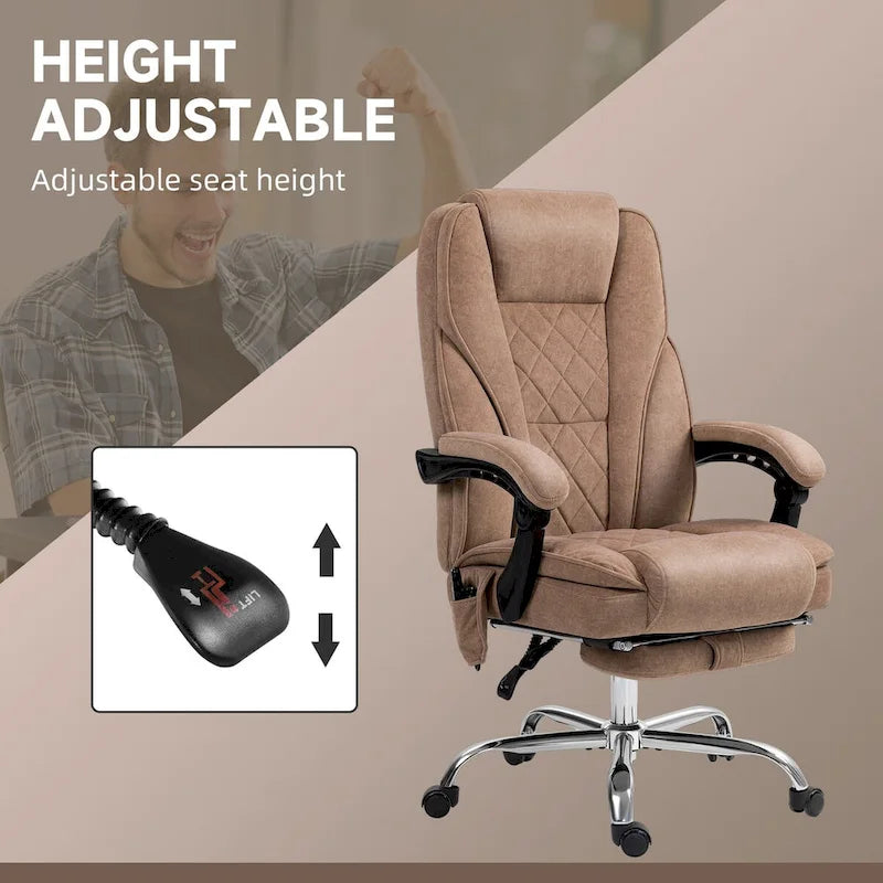 Chaise de bureau de massage Vinsetto avec 6 points de vibration, fauteuil d'ordinateur inclinable chauffant, chaise de bureau pivotante