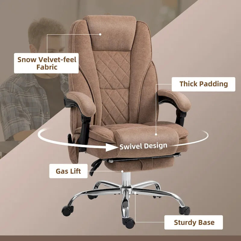 Chaise de bureau de massage Vinsetto avec 6 points de vibration, fauteuil d'ordinateur inclinable chauffant, chaise de bureau pivotante