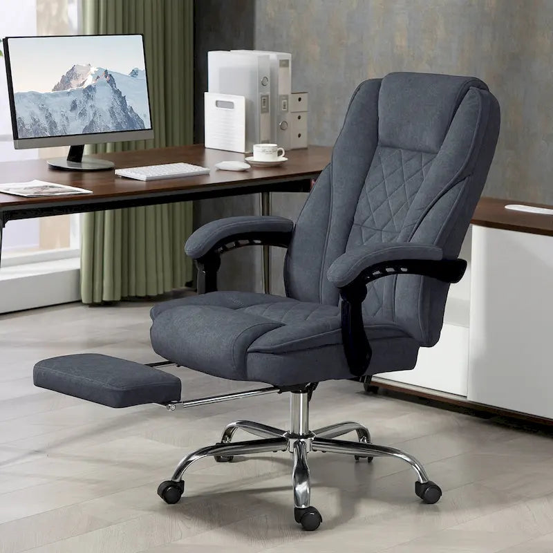 Chaise de bureau de massage Vinsetto avec 6 points de vibration, fauteuil d'ordinateur inclinable chauffant, chaise de bureau pivotante