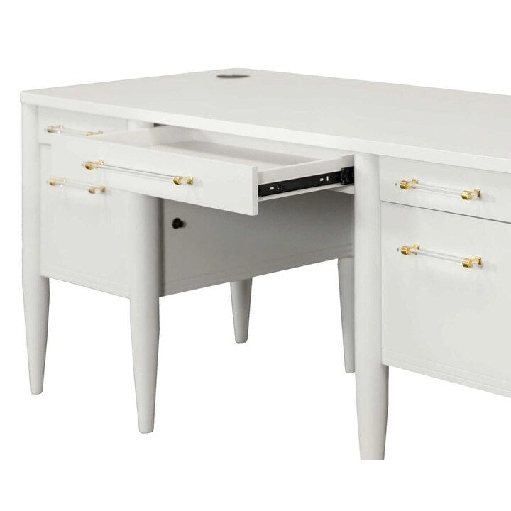 Bureau contemporain demi-piédestal, bureau, bureau d'appoint, blanc