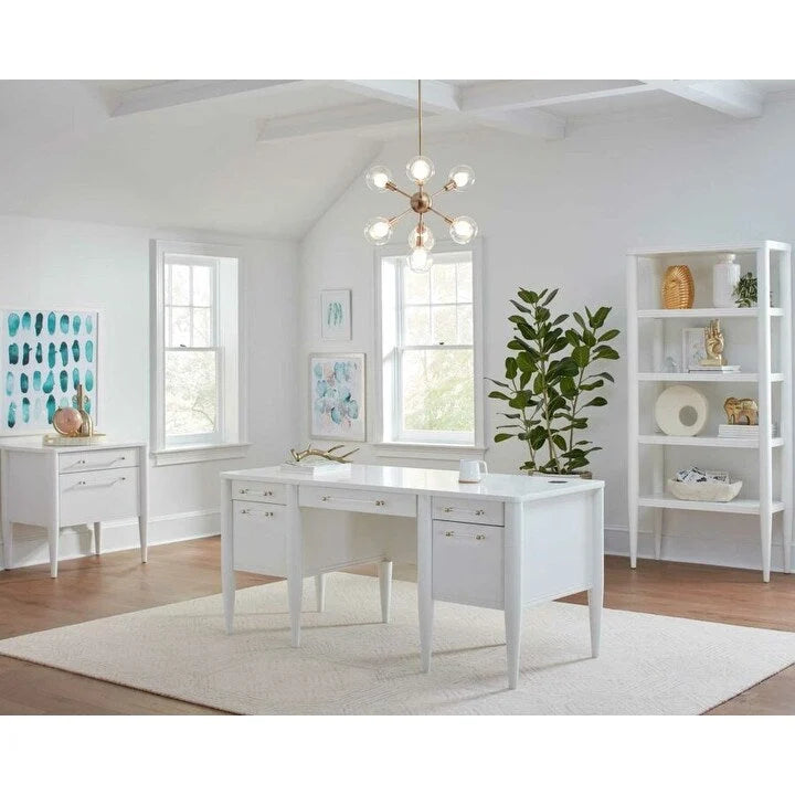Bureau contemporain demi-piédestal, bureau, bureau d'appoint, blanc