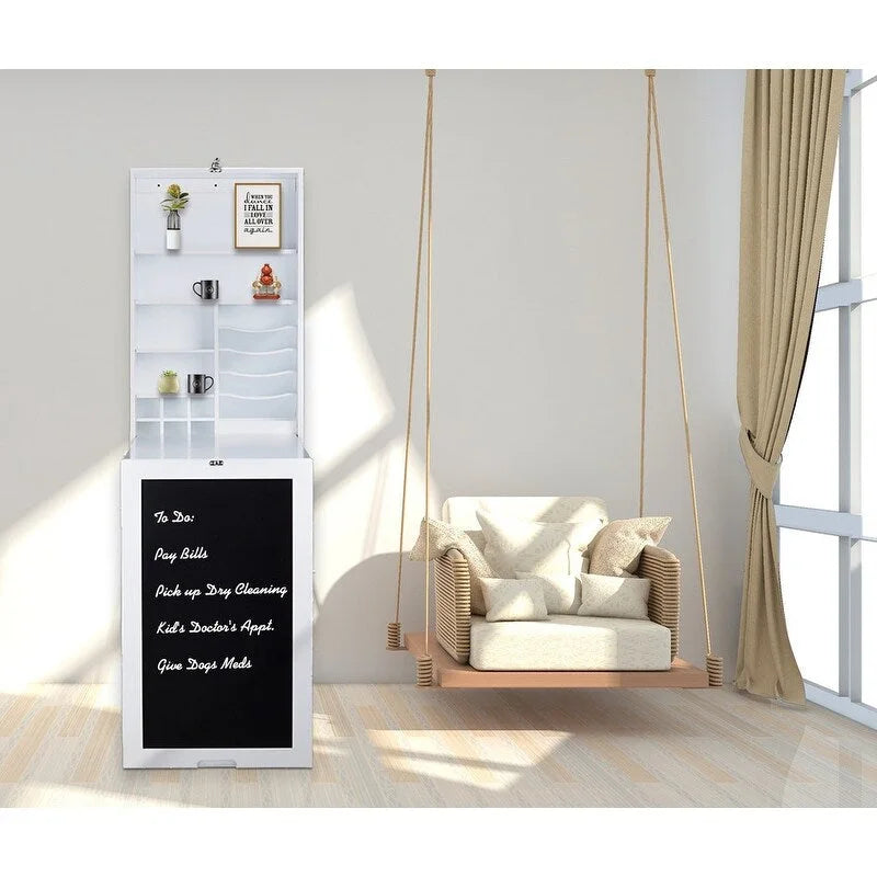 Utopia Alley – Meuble mural de bureau pliable avec tableau, blanc