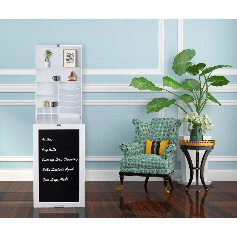 Utopia Alley – Meuble mural de bureau pliable avec tableau, blanc