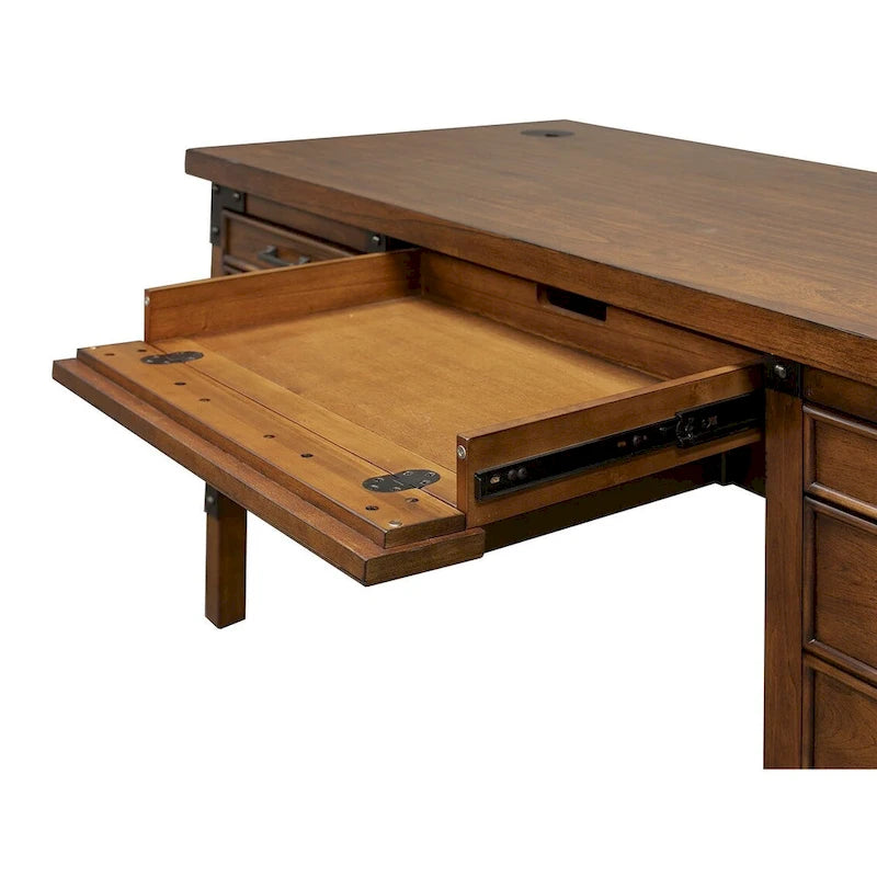 Bureau de direction Addison Rustic à demi-piédestal, table d'écriture, bureau, marron