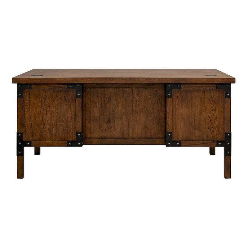 Bureau de direction Addison Rustic à demi-piédestal, table d'écriture, bureau, marron