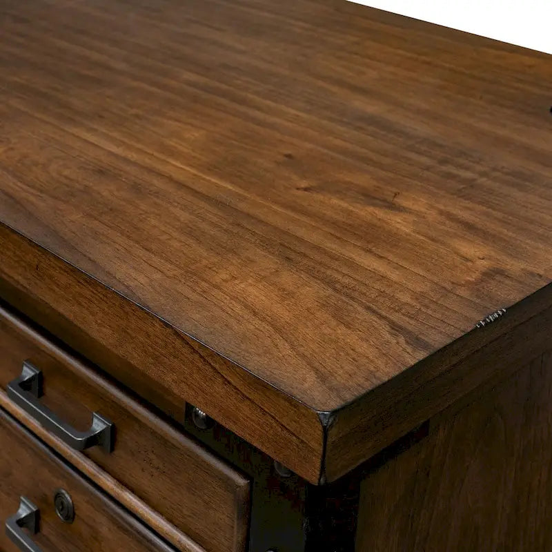 Bureau de direction Addison Rustic à demi-piédestal, table d'écriture, bureau, marron