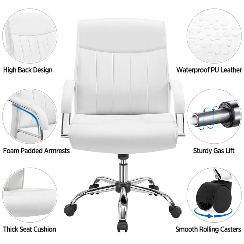 Chaise de bureau Yaheetech contemporaine en similicuir avec dossier haut
