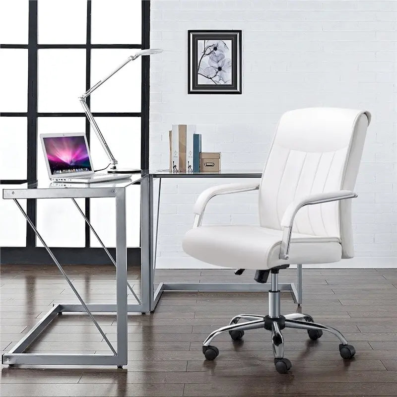 Chaise de bureau Yaheetech contemporaine en similicuir avec dossier haut