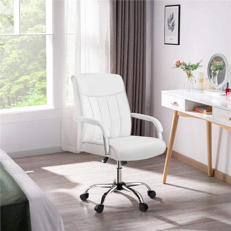 Chaise de bureau Yaheetech contemporaine en similicuir avec dossier haut