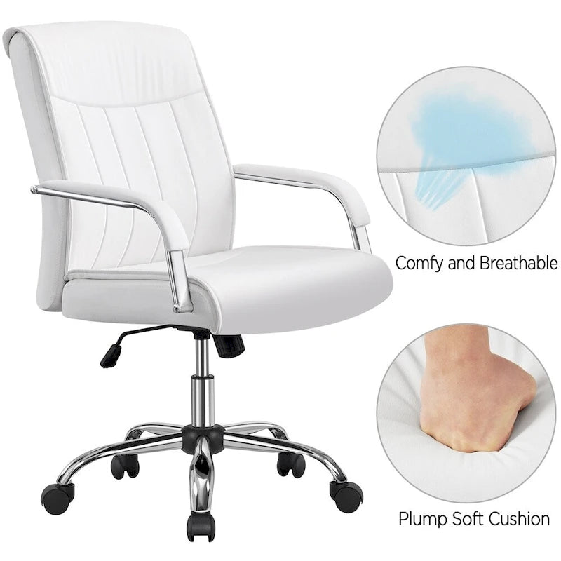 Chaise de bureau Yaheetech contemporaine en similicuir avec dossier haut